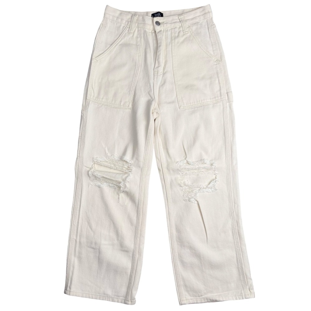 Simple Society White Distressed Carpenter Jeans Womens 5 27 High Rise